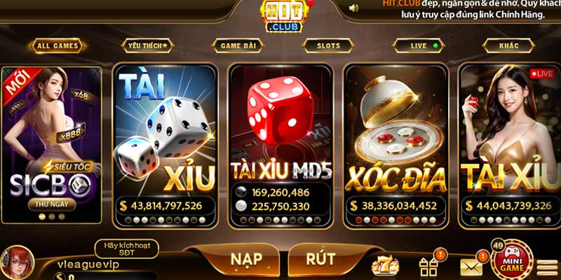 Chỉ bạn cách nhận biết Hit Club chính hãng, chơi thật thắng thật 2 Giao diện của Hit Club chính hãng thân thiện và dễ chơi game